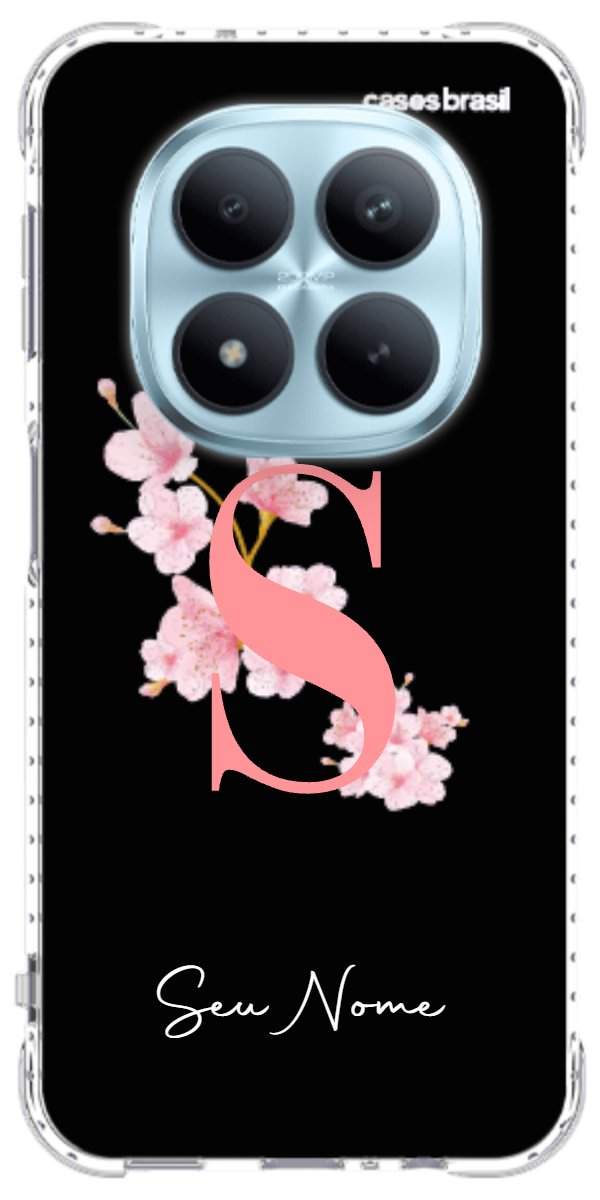 Capinha para Celular Monograma Floral Black