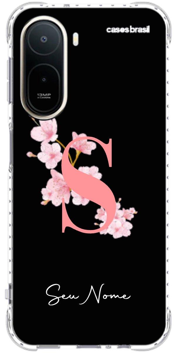 Capinha para Celular Monograma Floral Black
