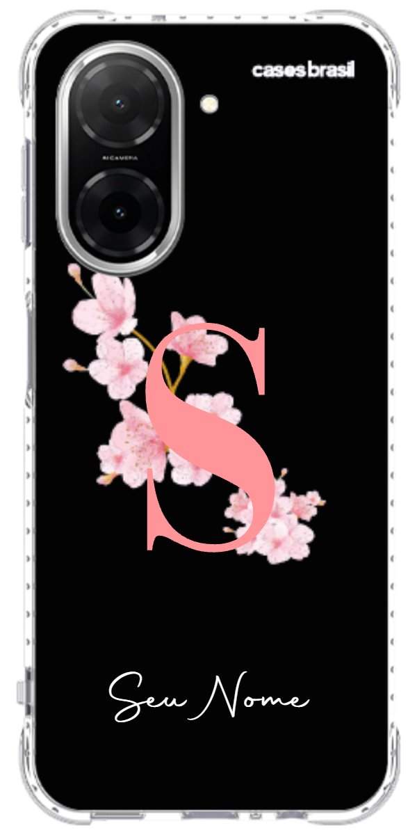 Capinha para Celular Monograma Floral Black
