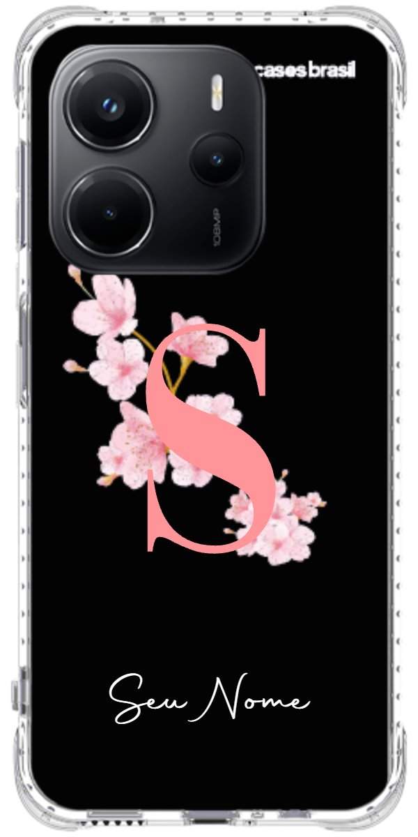 Capinha para Celular Monograma Floral Black