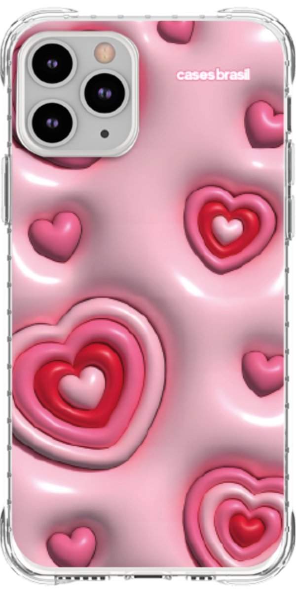 Capinha para Celular Corações Bubble Vermelhos