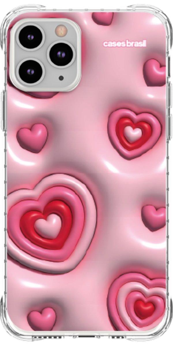Capinha para Celular Corações Bubble Vermelhos