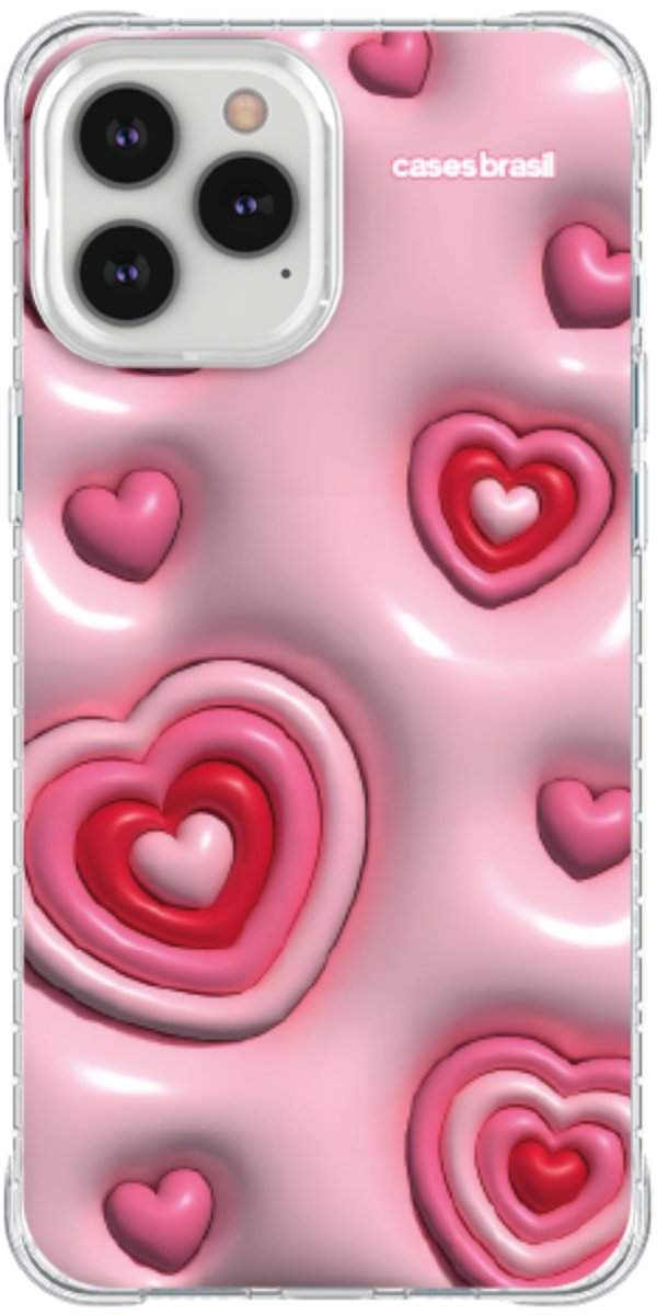 Capinha para Celular Corações Bubble Vermelhos
