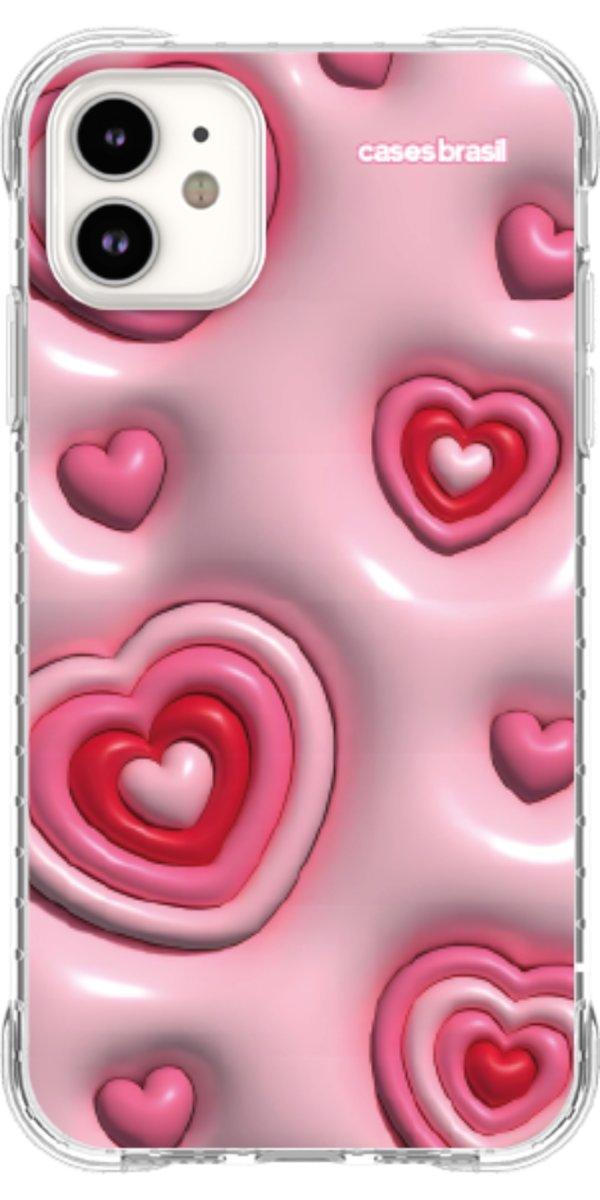 Capinha para Celular Corações Bubble Vermelhos