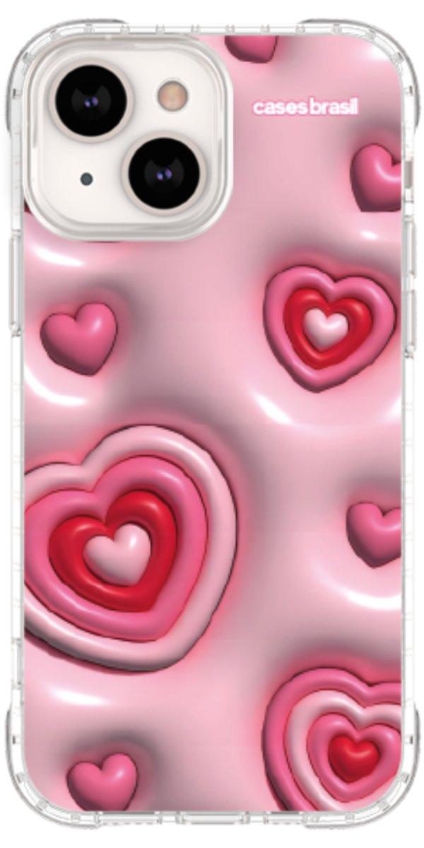Capinha para Celular Corações Bubble Vermelhos