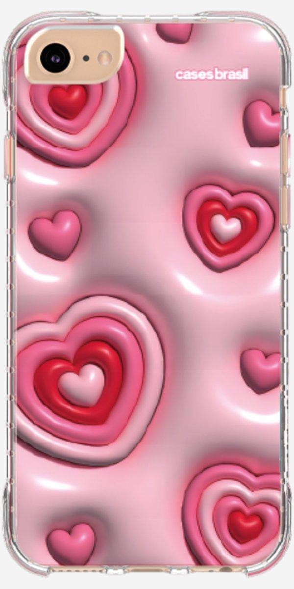 Capinha para Celular Corações Bubble Vermelhos