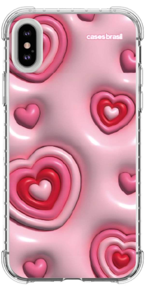 Capinha para Celular Corações Bubble Vermelhos