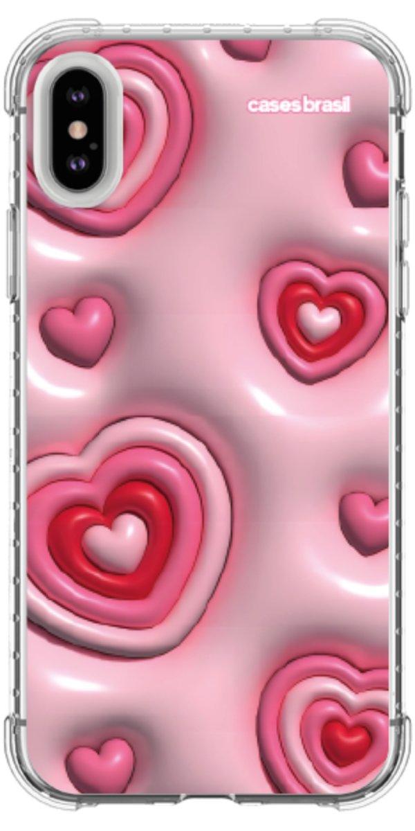 Capinha para Celular Corações Bubble Vermelhos