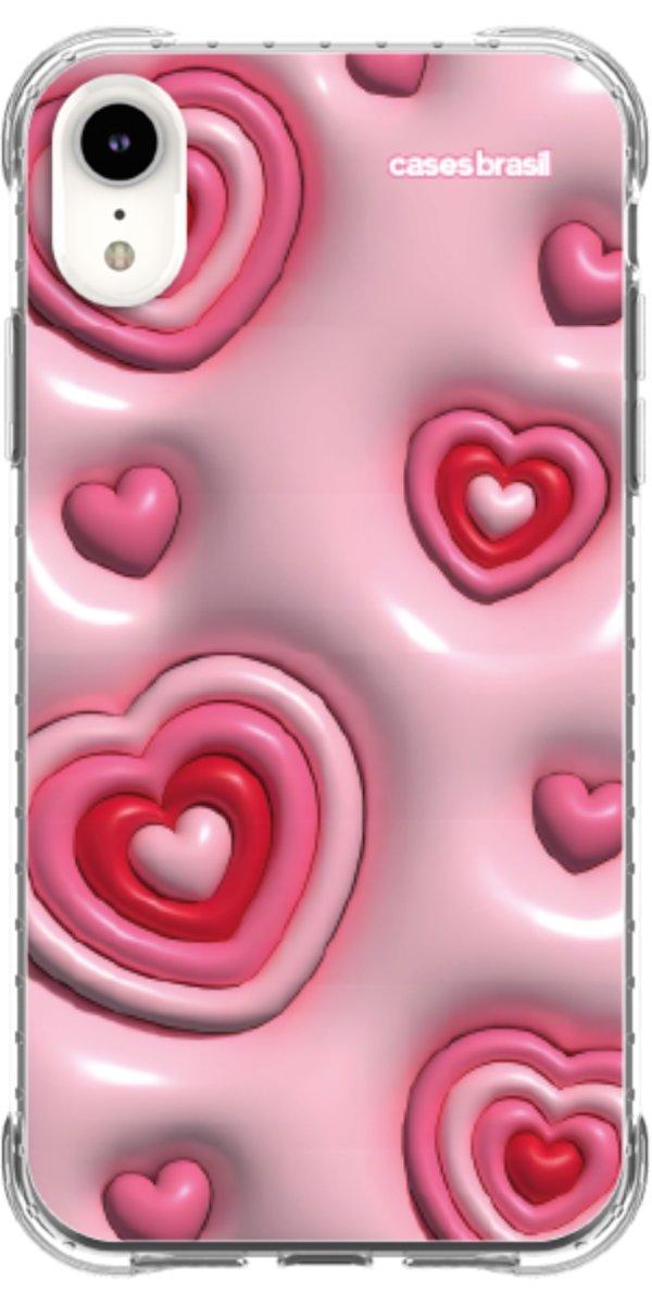 Capinha para Celular Corações Bubble Vermelhos
