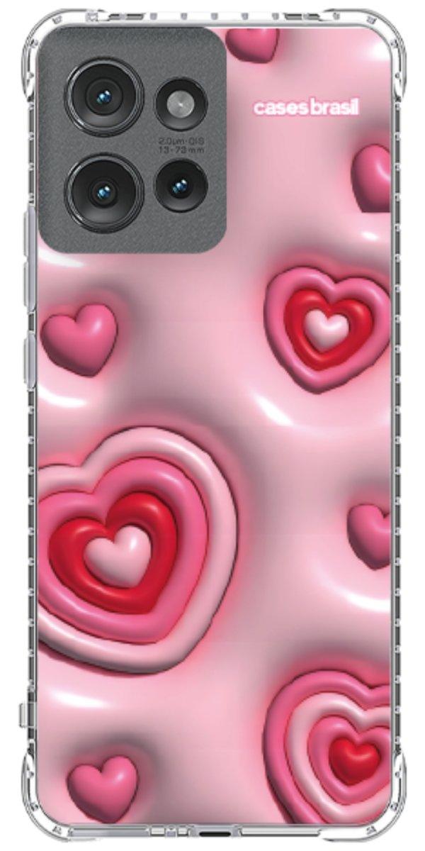 Capinha para Celular Corações Bubble Vermelhos