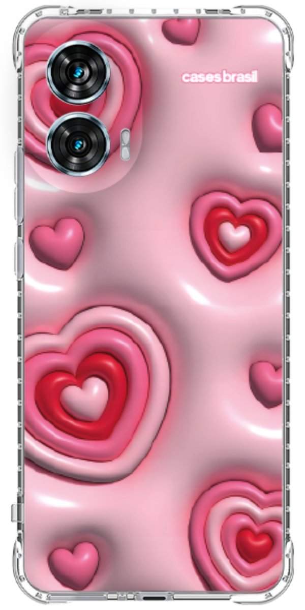 Capinha para Celular Corações Bubble Vermelhos