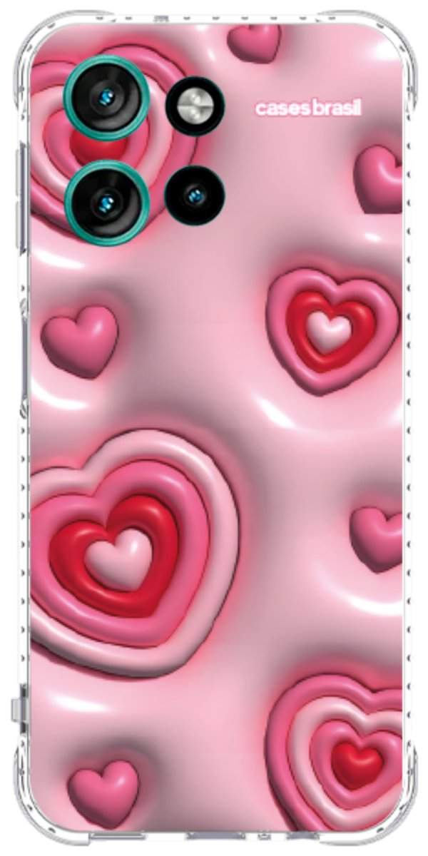 Capinha para Celular Corações Bubble Vermelhos