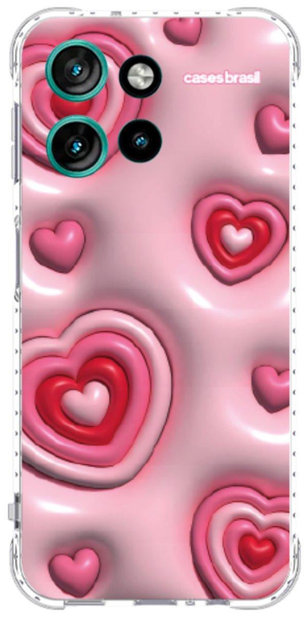 Capinha para Celular Corações Bubble Vermelhos
