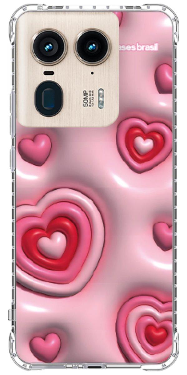 Capinha para Celular Corações Bubble Vermelhos