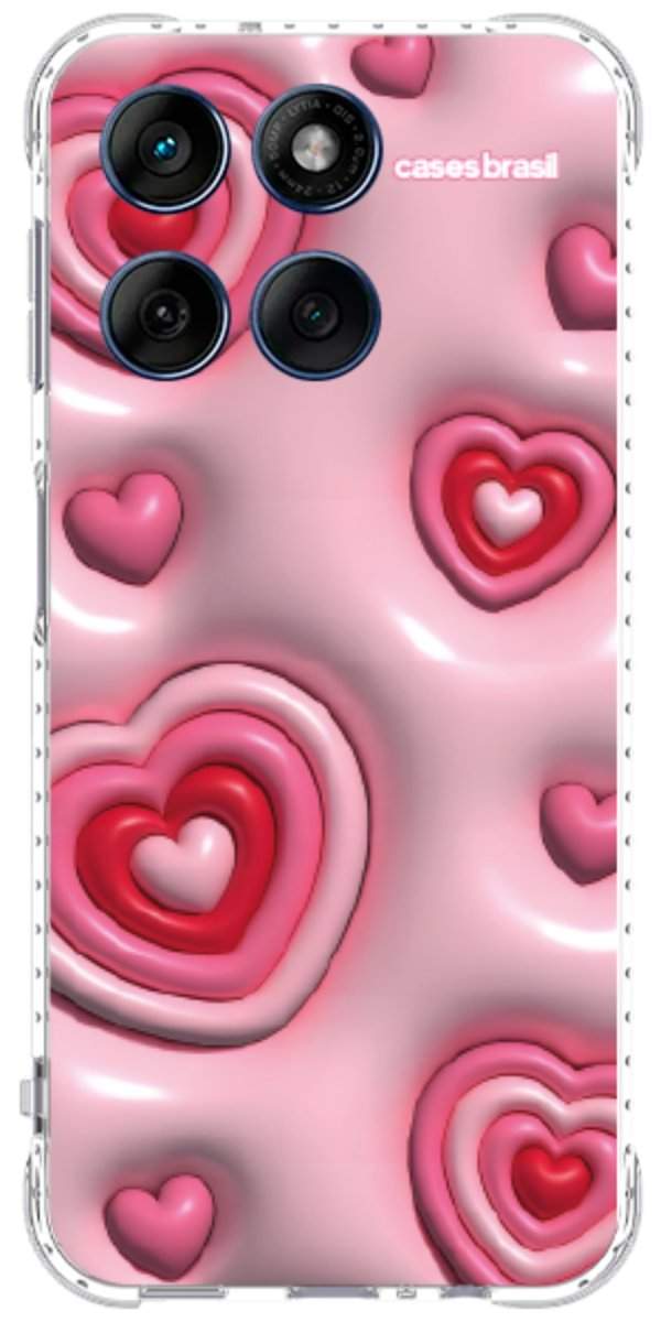 Capinha para Celular Corações Bubble Vermelhos