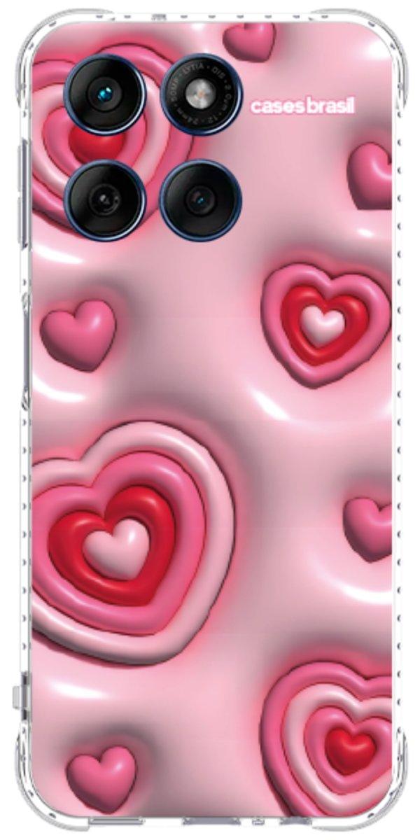 Capinha para Celular Corações Bubble Vermelhos