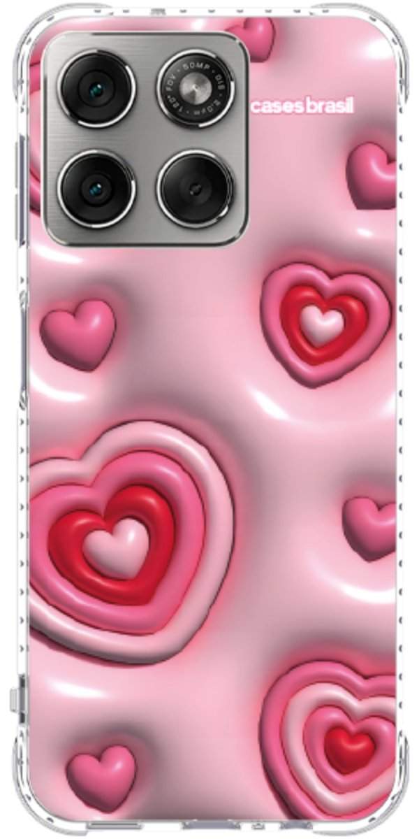 Capinha para Celular Corações Bubble Vermelhos