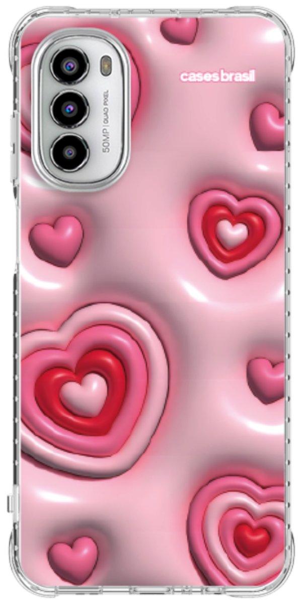 Capinha para Celular Corações Bubble Vermelhos