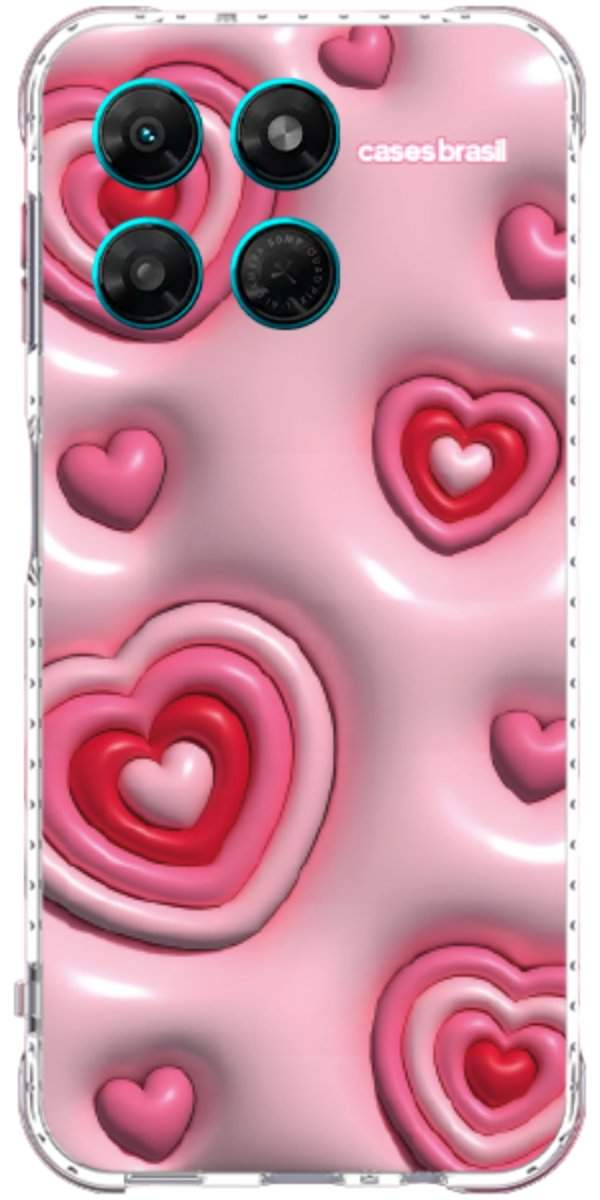 Capinha para Celular Corações Bubble Vermelhos