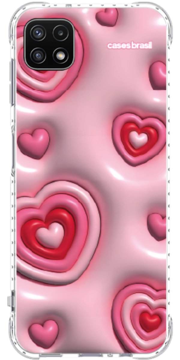 Capinha para Celular Corações Bubble Vermelhos