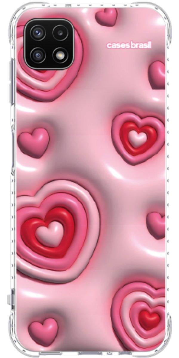 Capinha para Celular Corações Bubble Vermelhos