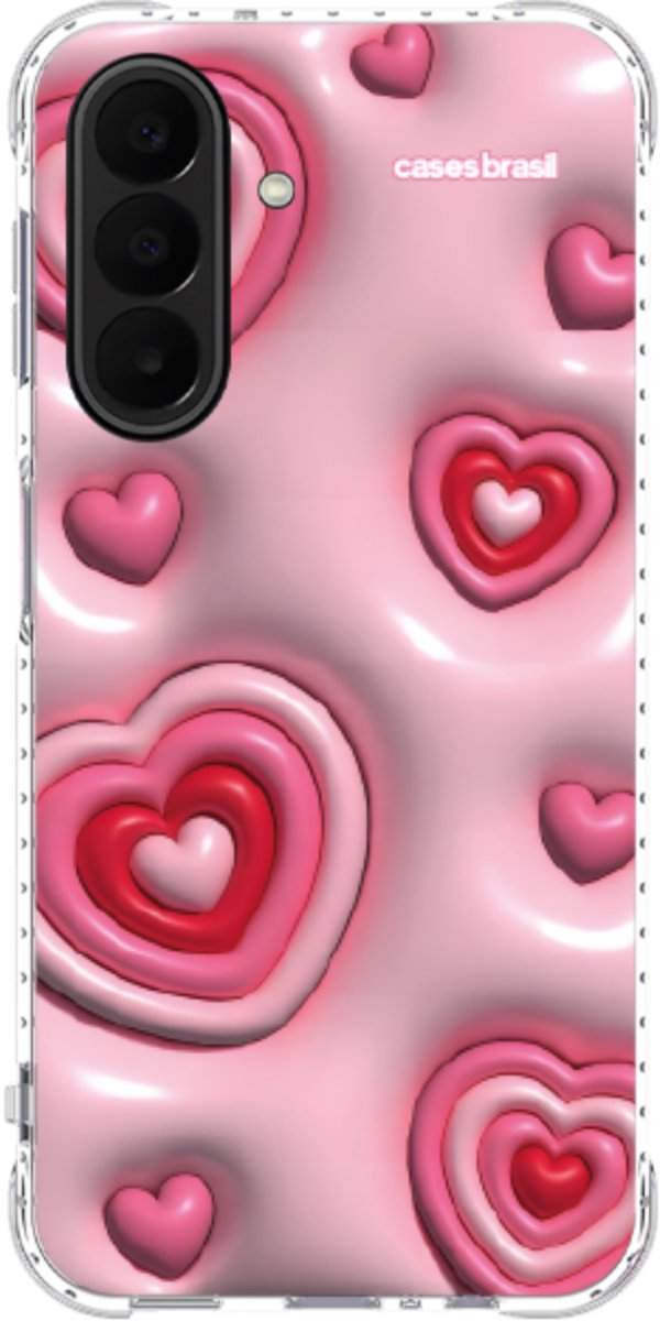 Capinha para Celular Corações Bubble Vermelhos