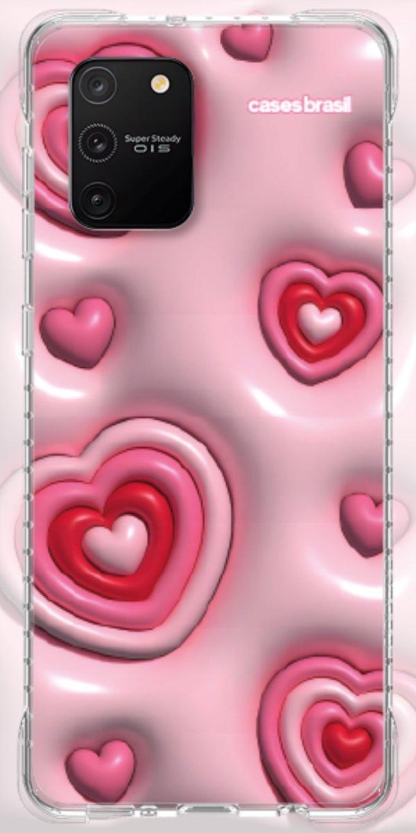 Capinha para Celular Corações Bubble Vermelhos