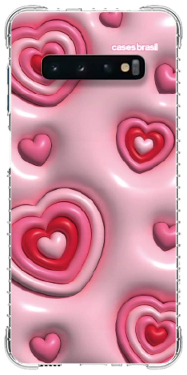 Capinha para Celular Corações Bubble Vermelhos