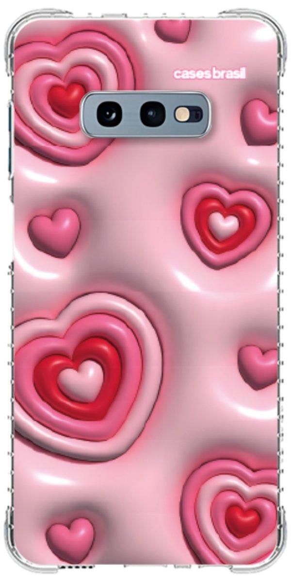 Capinha para Celular Corações Bubble Vermelhos