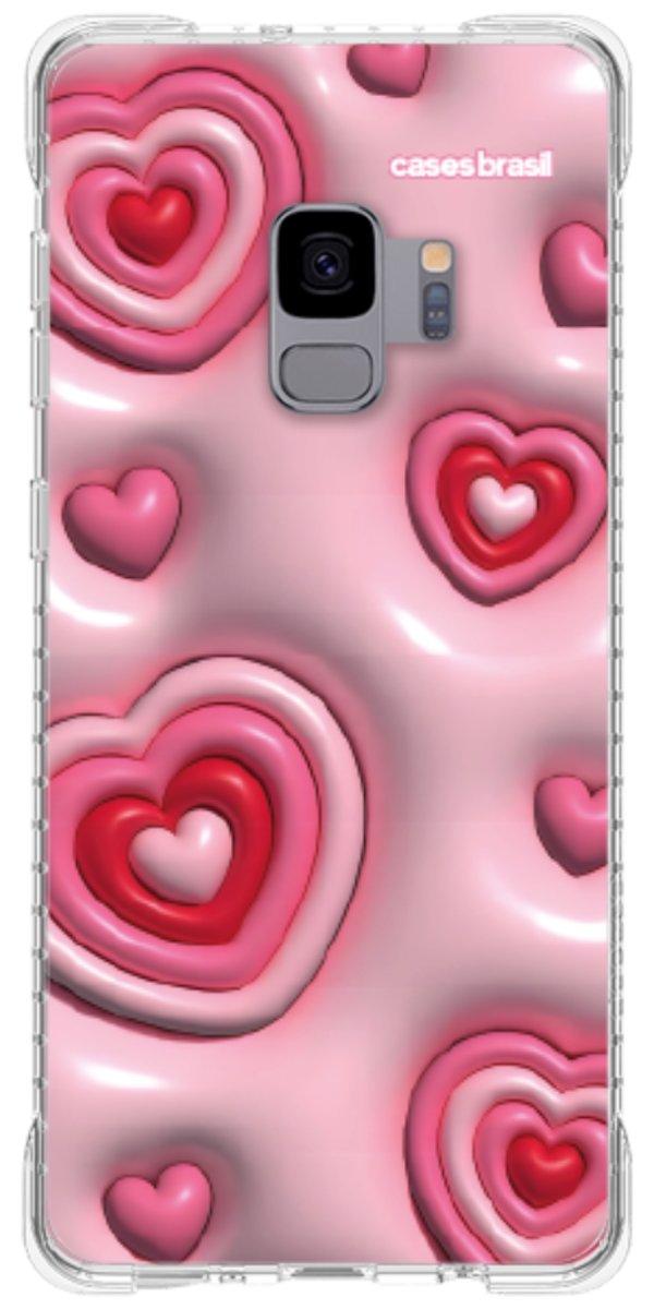 Capinha para Celular Corações Bubble Vermelhos