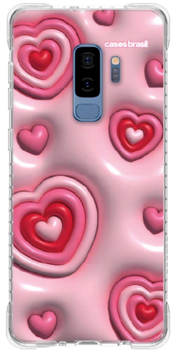 Capinha para Celular Corações Bubble Vermelhos