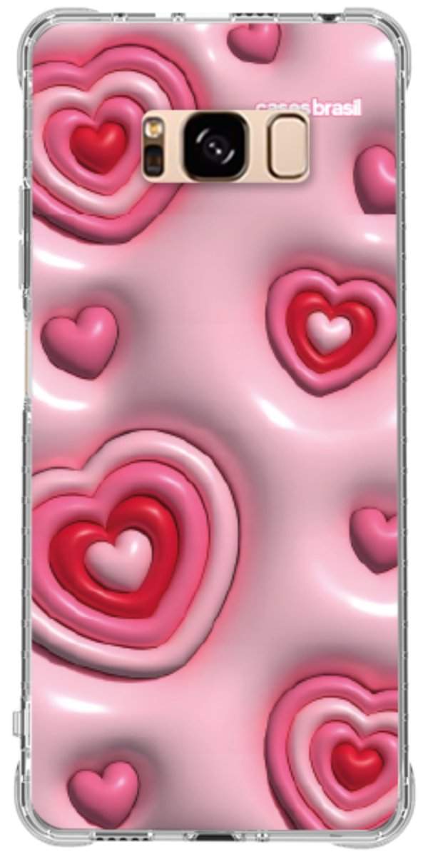Capinha para Celular Corações Bubble Vermelhos