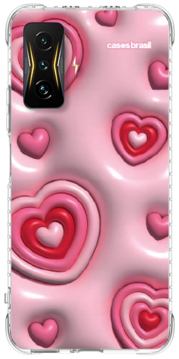 Capinha para Celular Corações Bubble Vermelhos