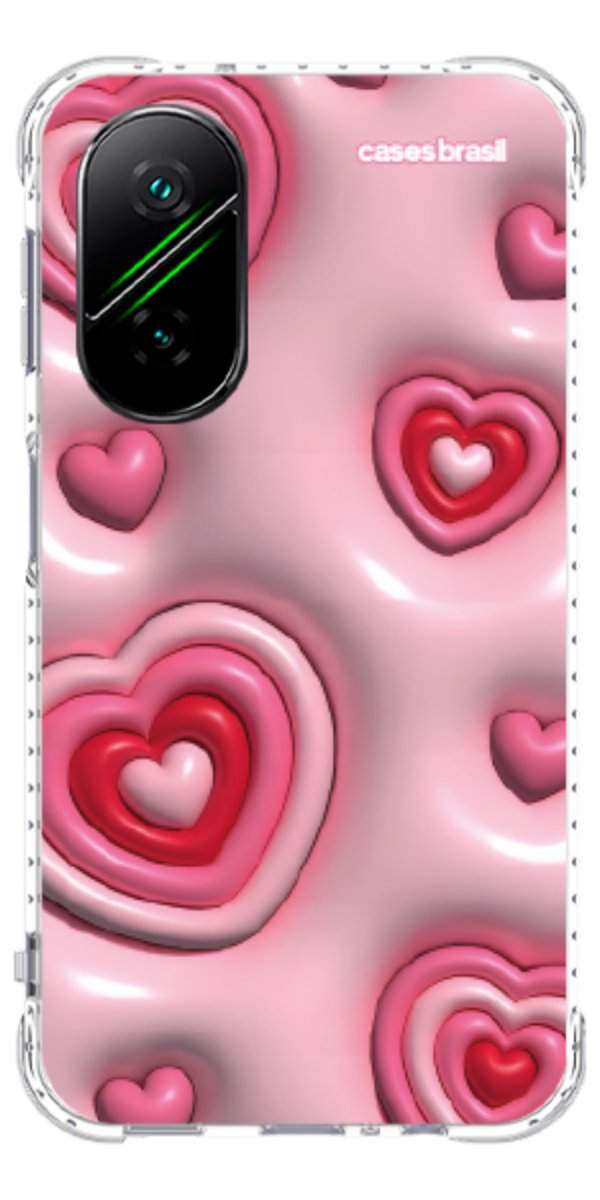 Capinha para Celular Corações Bubble Vermelhos