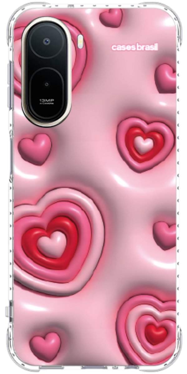 Capinha para Celular Corações Bubble Vermelhos