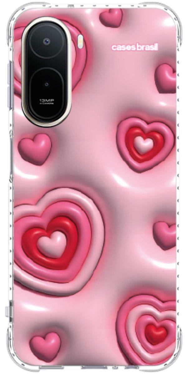 Capinha para Celular Corações Bubble Vermelhos