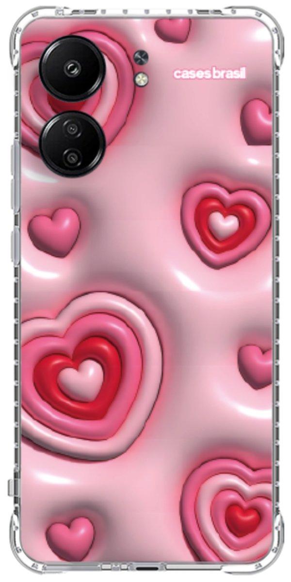 Capinha para Celular Corações Bubble Vermelhos