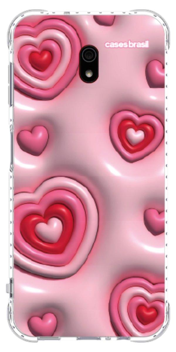 Capinha para Celular Corações Bubble Vermelhos