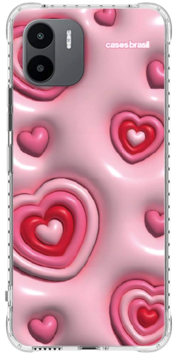 Capinha para Celular Corações Bubble Vermelhos