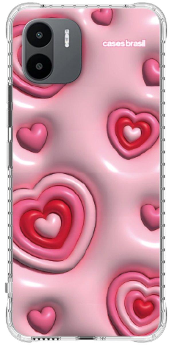 Capinha para Celular Corações Bubble Vermelhos