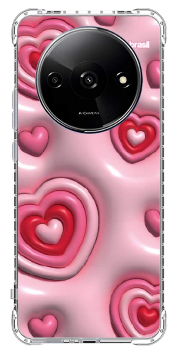 Capinha para Celular Corações Bubble Vermelhos