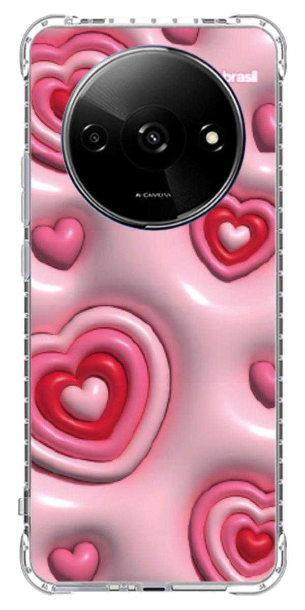 Capinha para Celular Corações Bubble Vermelhos