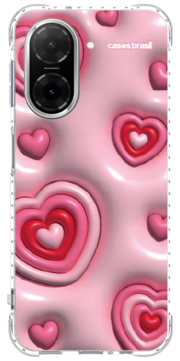 Capinha para Celular Corações Bubble Vermelhos