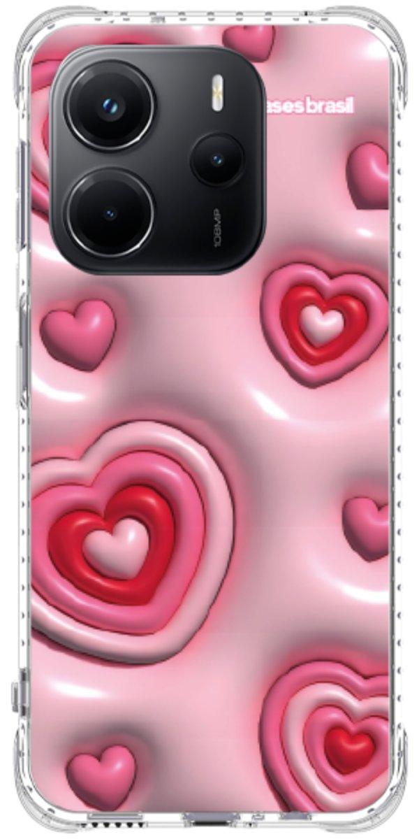 Capinha para Celular Corações Bubble Vermelhos