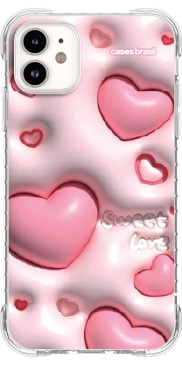 Capinha para Celular Corações Bubble Rose