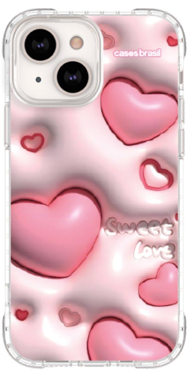 Capinha para Celular Corações Bubble Rose