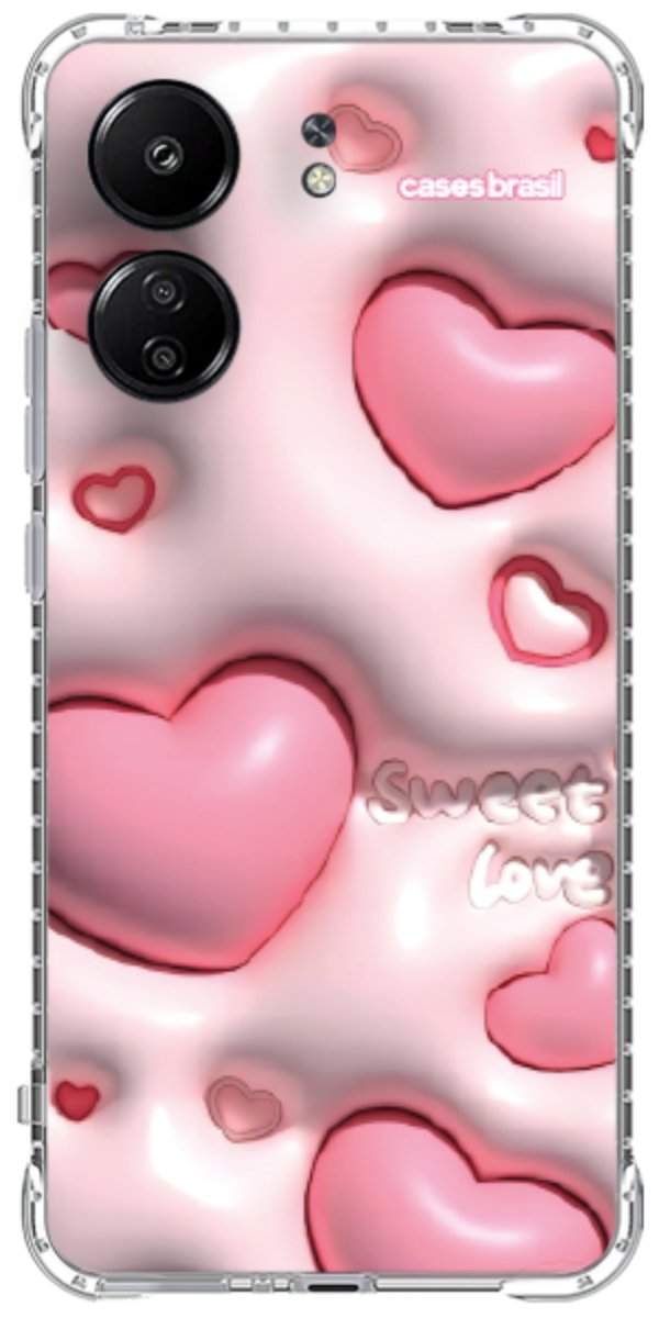 Capinha para Celular Corações Bubble Rose