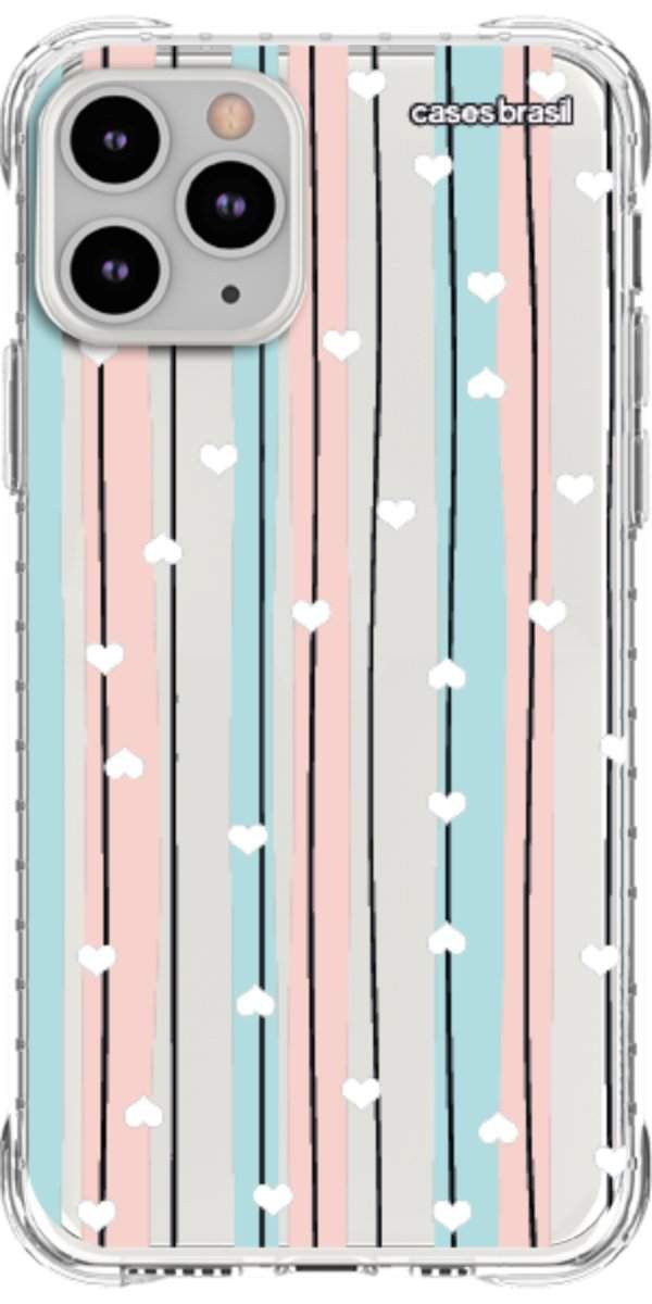 Capinha para Celular Listras com Corações