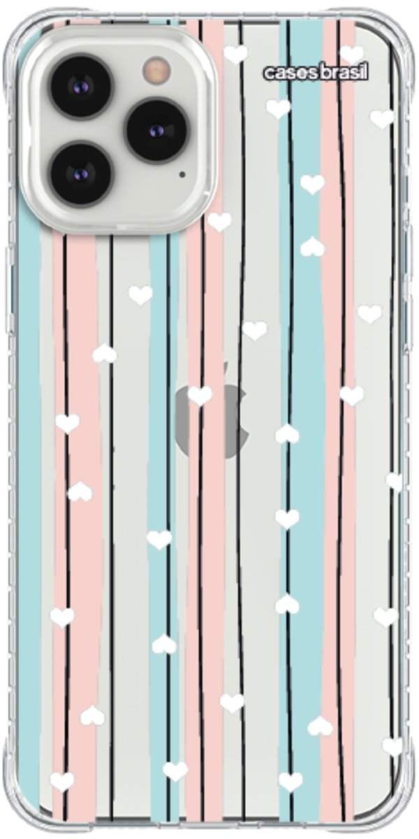Capinha para Celular Listras com Corações