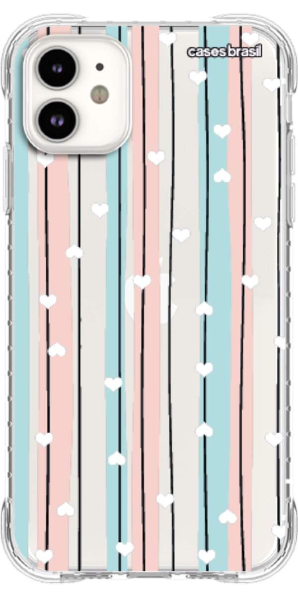 Capinha para Celular Listras com Corações